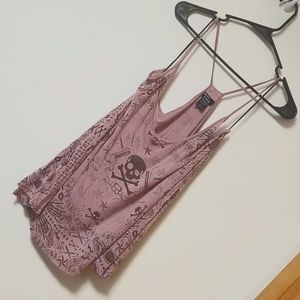 Teenage Runaway Large Mauve Pink Skull Flowy Tank